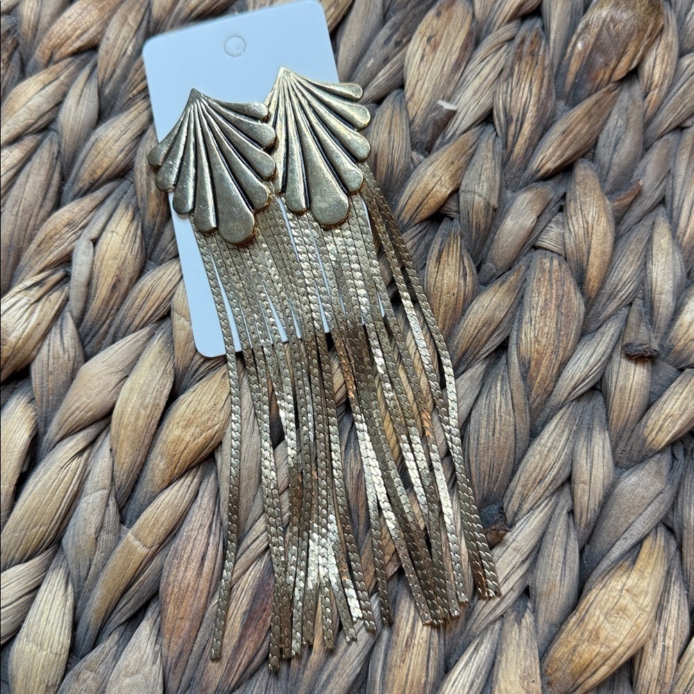 Vintage Style Long Brass Earrings - Stud Style